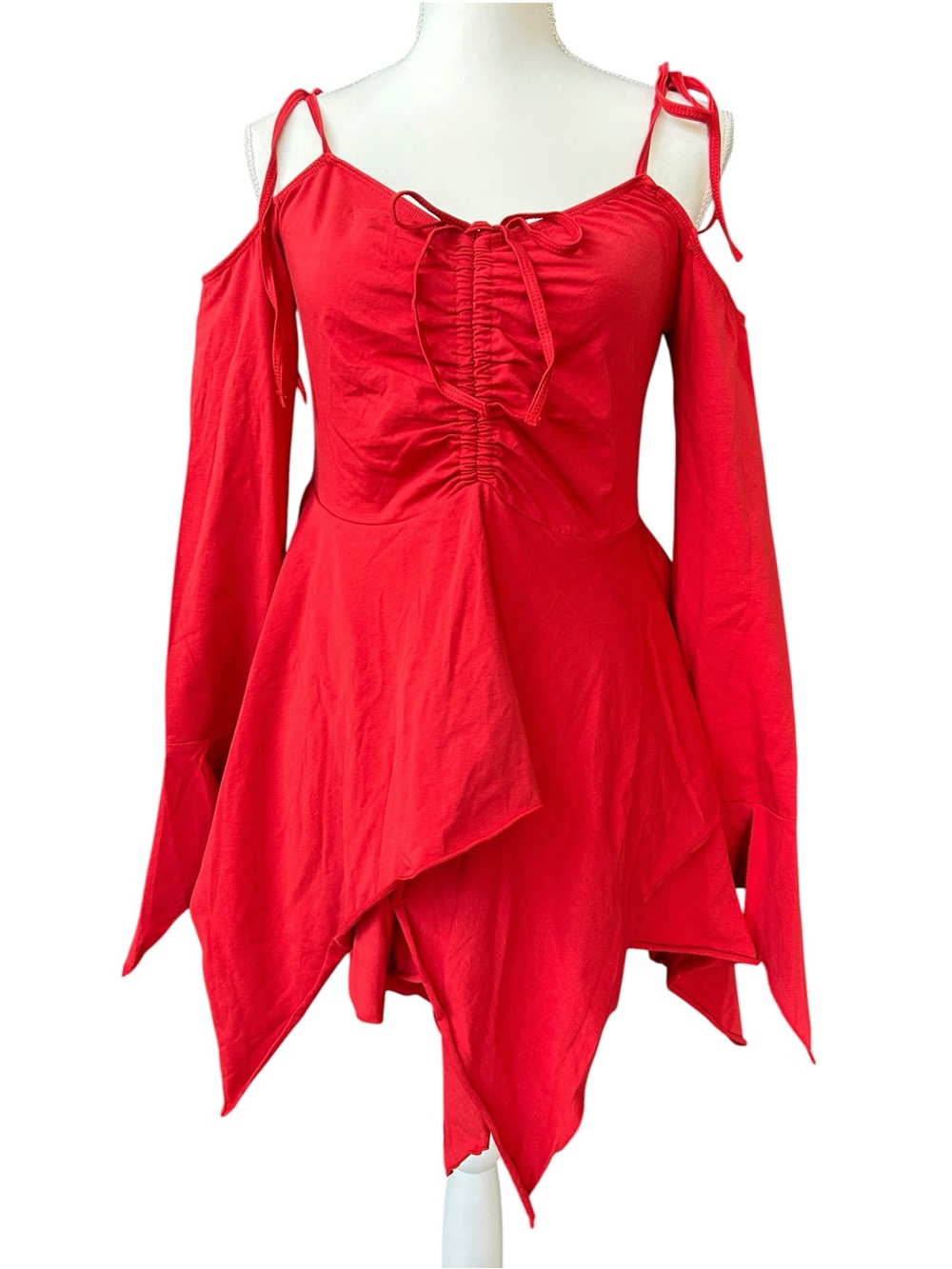 Dolls Kill F Is For Fairies Off-Shoulder Fairycore Mini Red Dress Size XL NWT